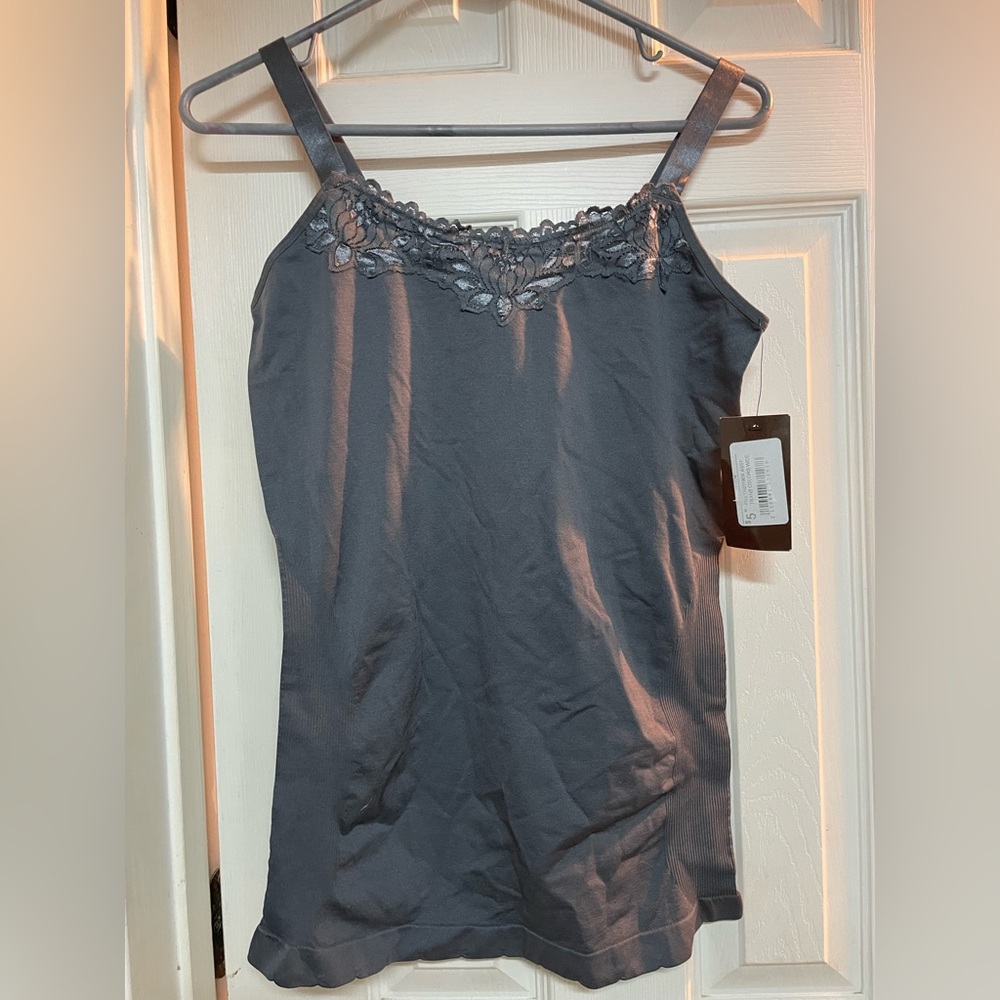 Elegant Gray Lace Trim Camisole